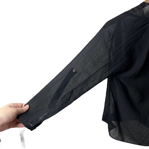 Helmut Lang Lyra Front Twist Black Chiffon Blouse, Petite - Picture 7 of 9